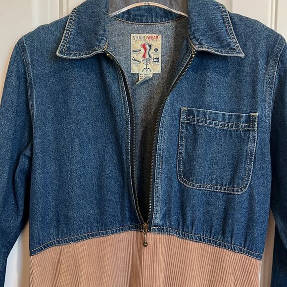VTG Studio Wear Jean Jumper Women’s Denim Maxi Dress Small S Corduroy Cowgirl - Picture 1 of 16